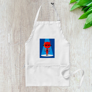 Duivelse superheldenpersonage vet rood en blauw standaard schort