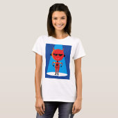 Duivelse superheldenpersonage vet rood en blauw t-shirt (Voorkant volledig)