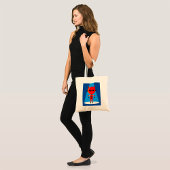 Duivelse superheldenpersonage vet rood en blauw tote bag
