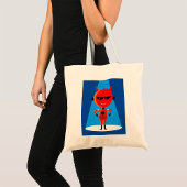 Duivelse superheldenpersonage vet rood en blauw tote bag
