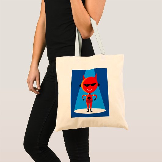Duivelse superheldenpersonage vet rood en blauw tote bag