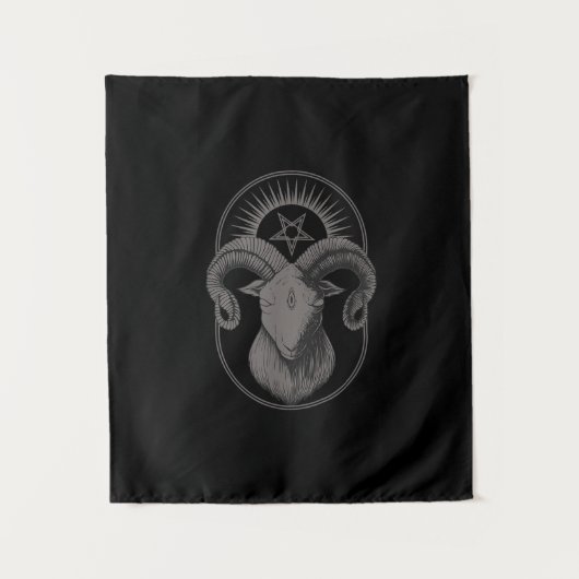 Duivelsgeit Pentagram Baphomet Satan Occult Satani Wandkleed (Voorkant)