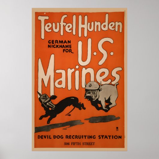 Duivelshond US Marines -917 WWI US Marines Werving Poster (Voorkant)