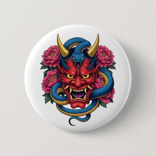 Duivelsmasker Ronde Button 5,7 Cm (Voorkant)