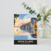 Duivelsmeer, Wisconsin, Aquarel Reis Briefkaart (Staand voorkant)
