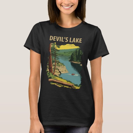 Duivelsmeer Wisconsin Retro Reis T-shirt (Voorkant)