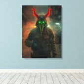 Duivelssoldaat met gloeiend schedelmasker - Dark G Canvas Afdruk (Insitu (Houten vloer))