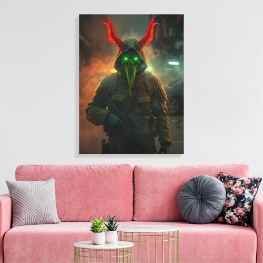Duivelssoldaat met gloeiend schedelmasker - Dark G Canvas Afdruk (Insitu (Woonkamer))