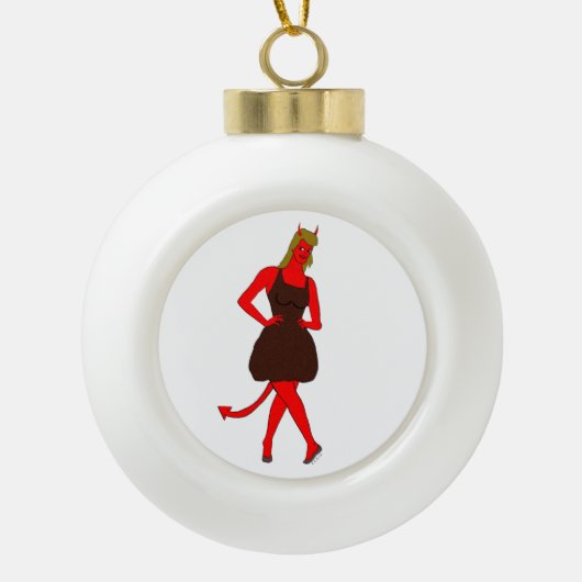 duiveltje keramische bal ornament (Voorkant)