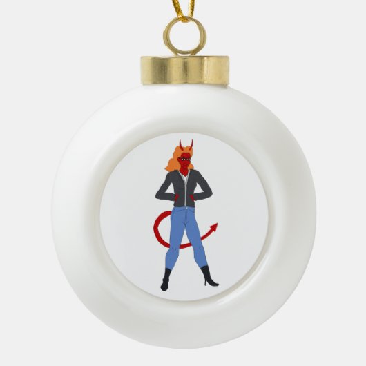 duiveltje keramische bal ornament (Voorkant)