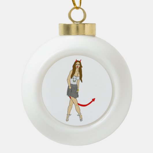 duiveltje keramische bal ornament (Voorkant)