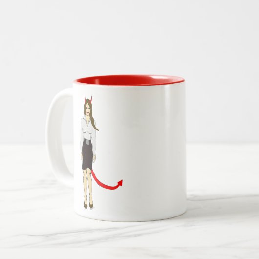 duiveltje tweekleurige koffiemok (Voorkant links)