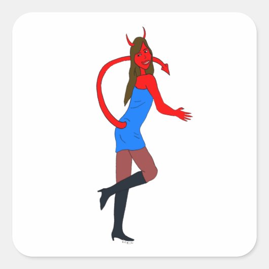 duiveltje vierkante sticker (Voorkant)