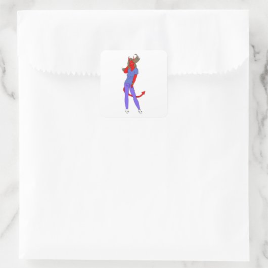 duiveltje vierkante sticker (Tas)