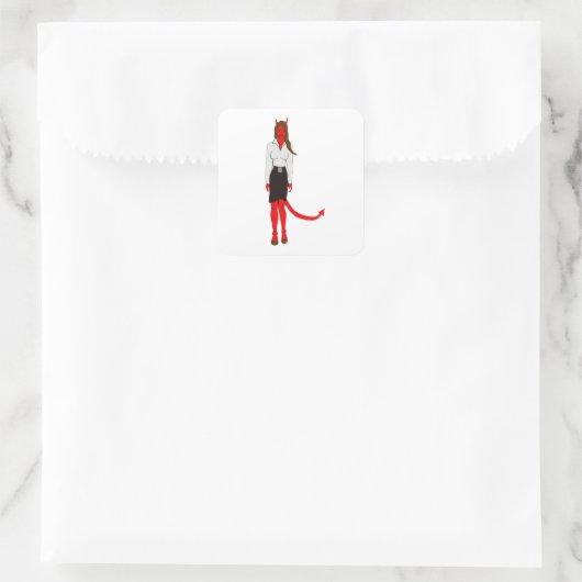 duiveltje vierkante sticker (Tas)