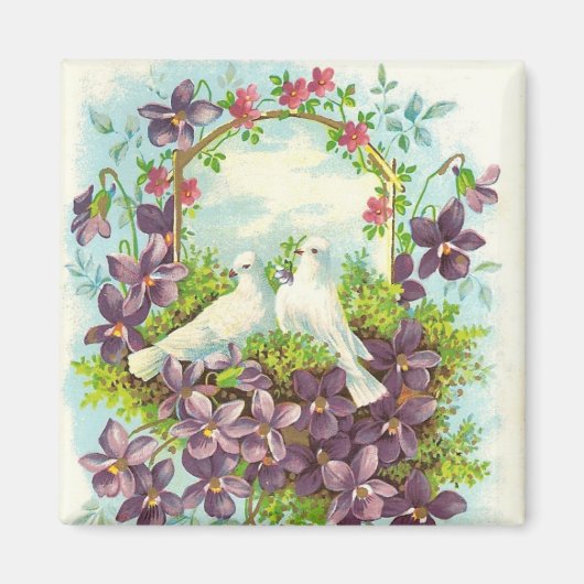 Duiven & bloemen magneet (Voorkant)
