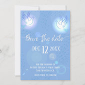 Duiven Bruiloft Blauwe Verlichting Save The Date (Voorkant)