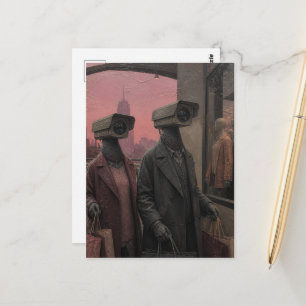 duiven die winkelspionnen werden encaustic kunst briefkaart