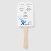 Duiven en blauwe bloemen bruiloft programma handwaaier (Achterkant)