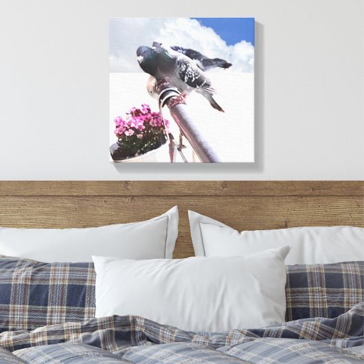 Duiven en bloemen canvas afdruk (Insitu (Slaapkamer))