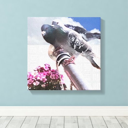 Duiven en bloemen canvas afdruk (Insitu (Houten vloer))