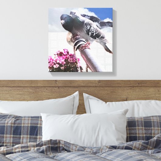 Duiven en bloemen canvas afdruk (Insitu (Slaapkamer))