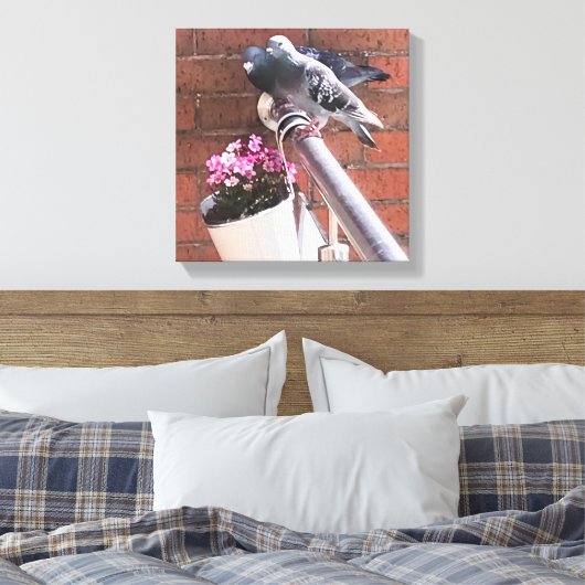 Duiven en bloemen canvas afdruk (Insitu (Slaapkamer))