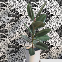 Duiven en Bloemen Zwart-Wit Vogel Kunst