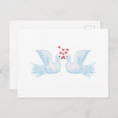 duiven en harten waterverf briefkaart (Voorkant / Achterkant)