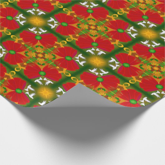 Duiven en kerstbogen cadeaupapier (Hoek)