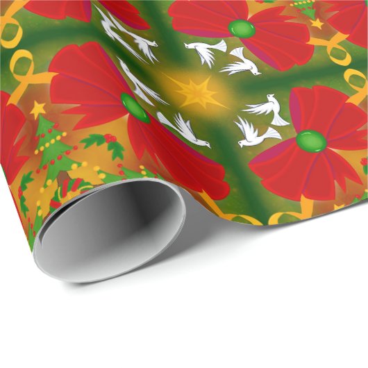 Duiven en kerstbogen cadeaupapier (Rol Hoek)