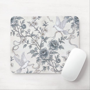 Duiven en pioenrozen met linten muismat