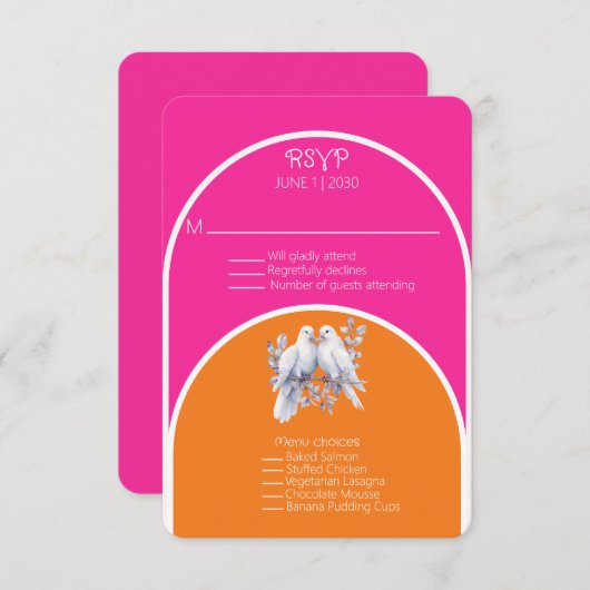 Duiven en ringen Hot Pink en Tangerine Arched (Voorkant / Achterkant)