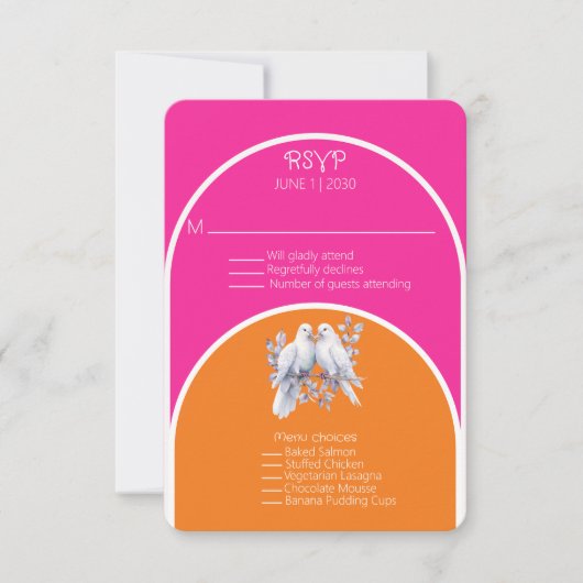 Duiven en ringen Hot Pink en Tangerine Arched (Voorkant)