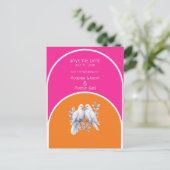 Duiven en ringen Hot Pink en Tangerine Arched Briefkaart (Staand voorkant)