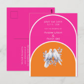 Duiven en ringen Hot Pink en Tangerine Arched Briefkaart (Voorkant / Achterkant)