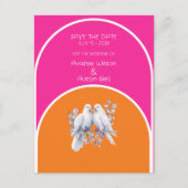 Duiven en ringen Hot Pink en Tangerine Arched Briefkaart (Voorkant)