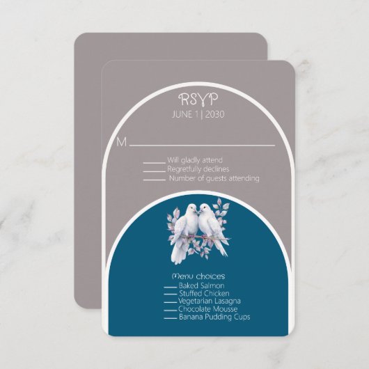 Duiven en ringen lichtgrijze en oceaanblauwe bogen (Voorkant / Achterkant)