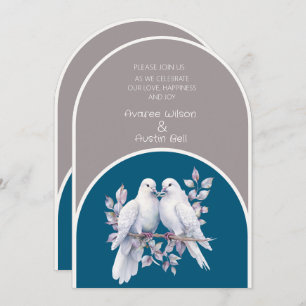 Duiven en ringen lichtgrijze en oceaanblauwe bogen kaart