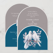 Duiven en ringen lichtgrijze en oceaanblauwe bogen kaart (Voorkant / Achterkant)