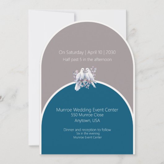 Duiven en ringen lichtgrijze en oceaanblauwe bogen kaart (Achterkant)