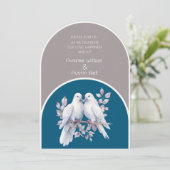 Duiven en ringen lichtgrijze en oceaanblauwe bogen kaart (Staand voorkant)