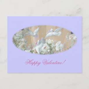 duiven en rozen feestdagenkaart