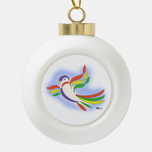 Duiven gestyliseerde vogel keramische bal ornament (Voorkant)