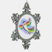 Duiven gestyliseerde vogel tin sneeuwvlok ornament (Links)