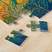 Duiven glijden in de wind over de heuvelachtige bu legpuzzel (Zijkant)