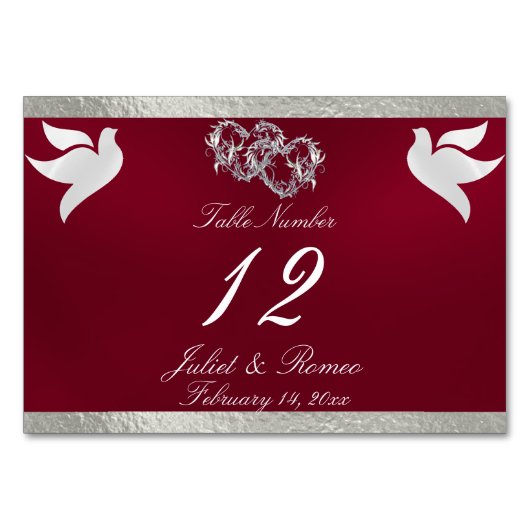 Duiven & Hart - Bourgondië/Zilveren Tafelnummer (Voorkant)