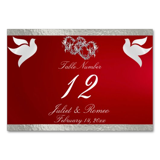 Duiven & Hart - Crimson/Zilveren Tafelnummer (Voorkant)