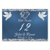 Duiven, Hart & Glitter - Blauw Tafelnummer (Achterkant)