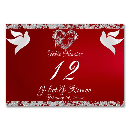 Duiven, Hart & Glitter - Crimson Tafelnummer (Achterkant)